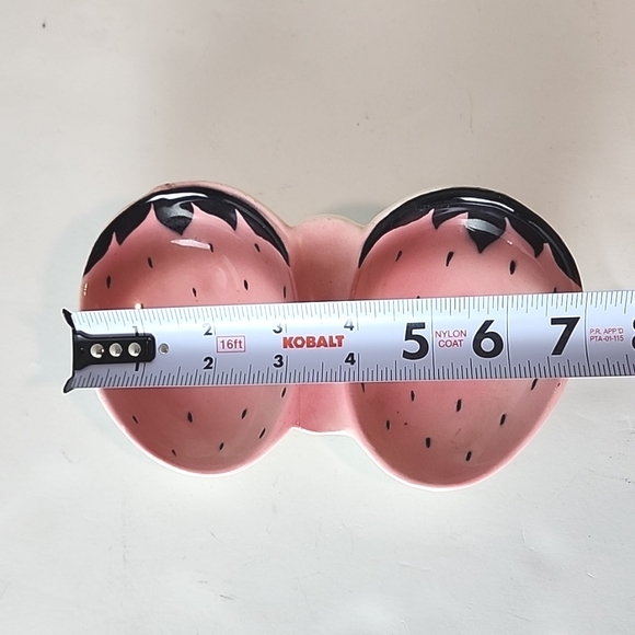 Vintage 1950s strawberry ceramic double spoon rest - Picture 2 of 5